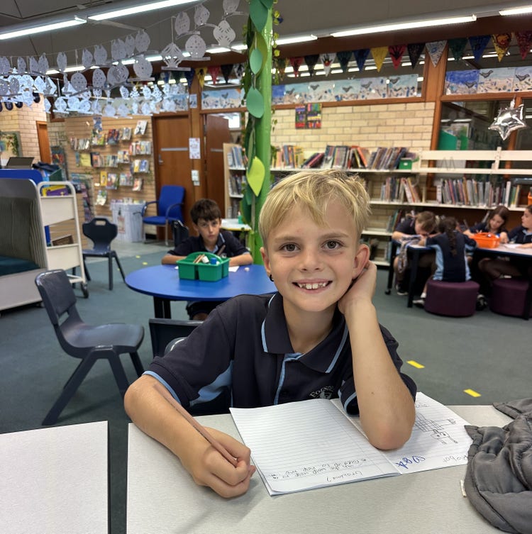 Student working in the library