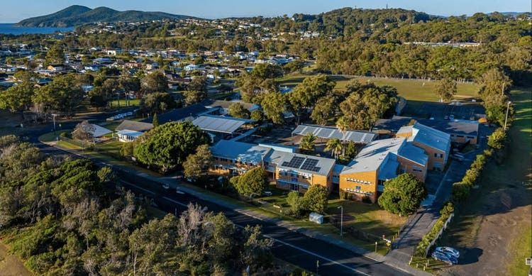 aerial photo of school